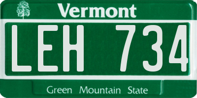 VT license plate LEH734
