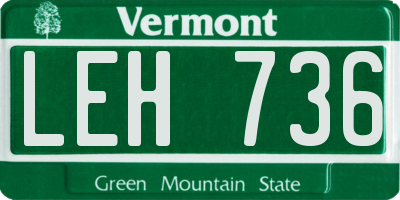 VT license plate LEH736