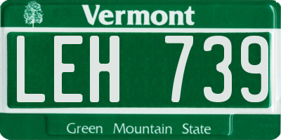VT license plate LEH739