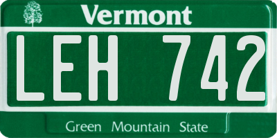 VT license plate LEH742