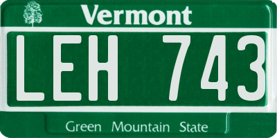VT license plate LEH743