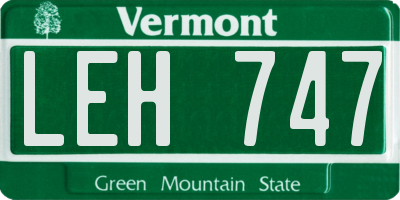 VT license plate LEH747
