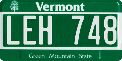 VT license plate LEH748