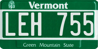 VT license plate LEH755