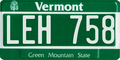 VT license plate LEH758