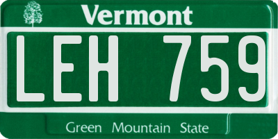 VT license plate LEH759