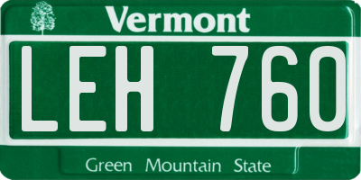 VT license plate LEH760