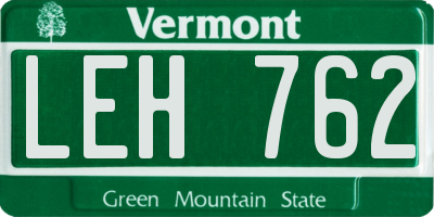 VT license plate LEH762