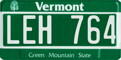 VT license plate LEH764