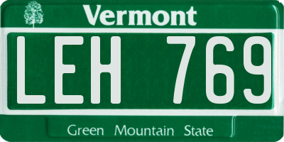 VT license plate LEH769