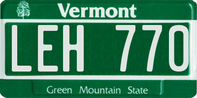 VT license plate LEH770