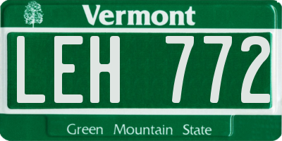 VT license plate LEH772