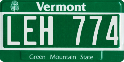 VT license plate LEH774