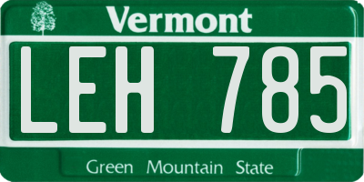 VT license plate LEH785