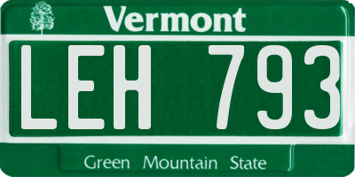 VT license plate LEH793