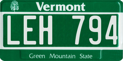 VT license plate LEH794