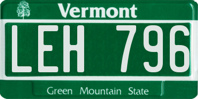 VT license plate LEH796