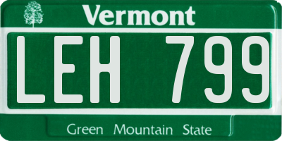 VT license plate LEH799