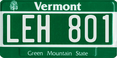 VT license plate LEH801