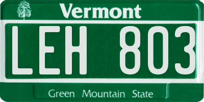 VT license plate LEH803