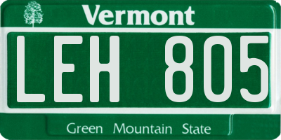VT license plate LEH805