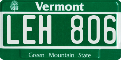 VT license plate LEH806
