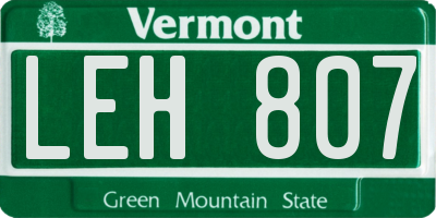VT license plate LEH807
