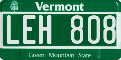 VT license plate LEH808