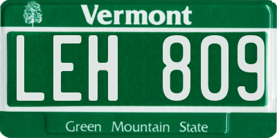 VT license plate LEH809