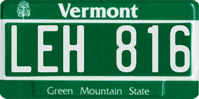 VT license plate LEH816