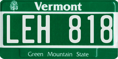 VT license plate LEH818
