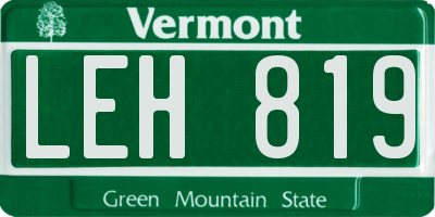 VT license plate LEH819