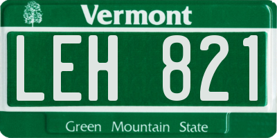 VT license plate LEH821