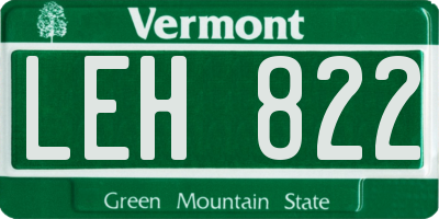 VT license plate LEH822