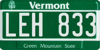 VT license plate LEH833