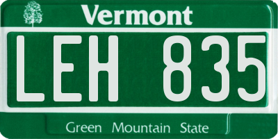 VT license plate LEH835