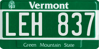 VT license plate LEH837