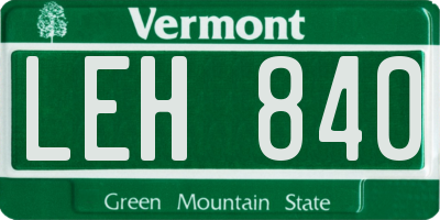 VT license plate LEH840