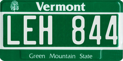VT license plate LEH844