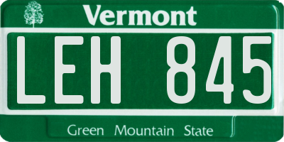 VT license plate LEH845