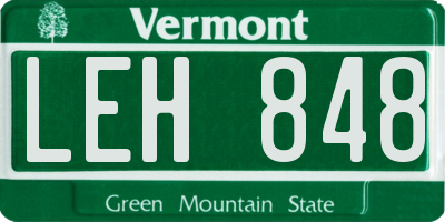 VT license plate LEH848