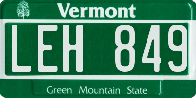 VT license plate LEH849