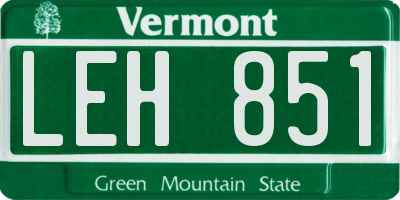 VT license plate LEH851