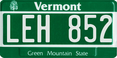 VT license plate LEH852