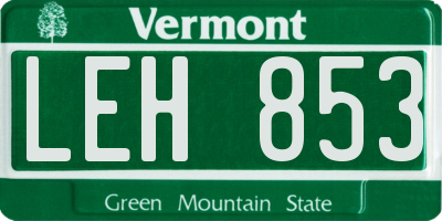 VT license plate LEH853