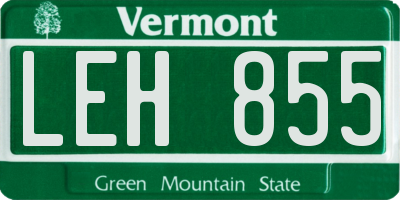 VT license plate LEH855