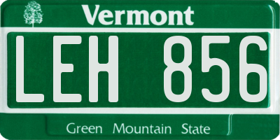 VT license plate LEH856