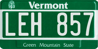 VT license plate LEH857