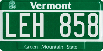 VT license plate LEH858