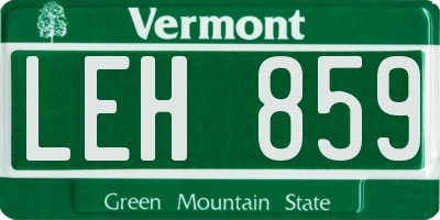 VT license plate LEH859